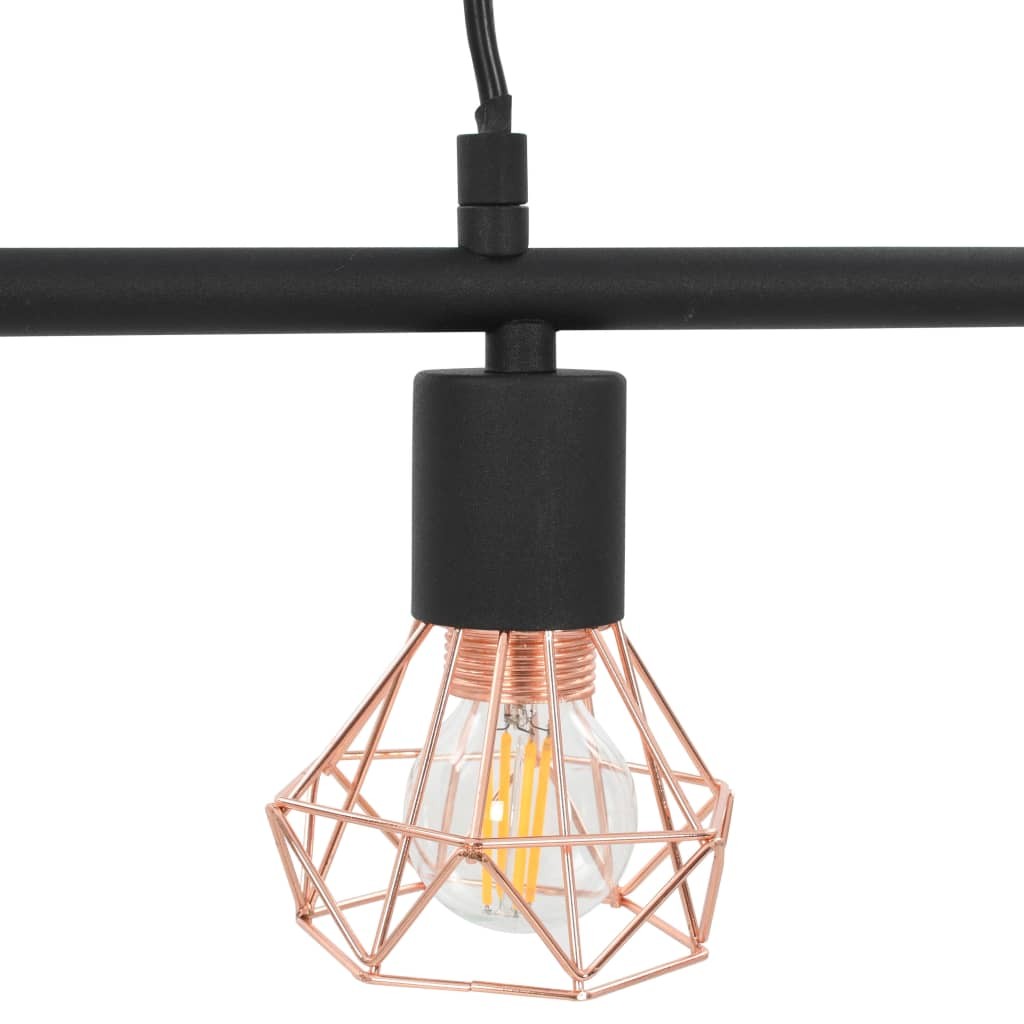 Ceiling Lamp with Filament Bulbs 4 W Black and Copper 80 cm E14